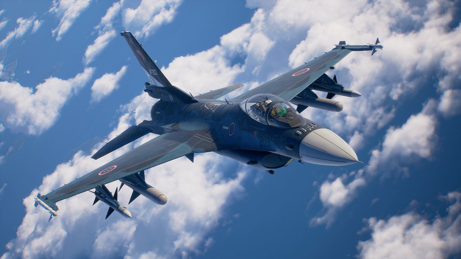Официальный кадр Ace Combat 8: Wings of Theve с истребителем над облаками
