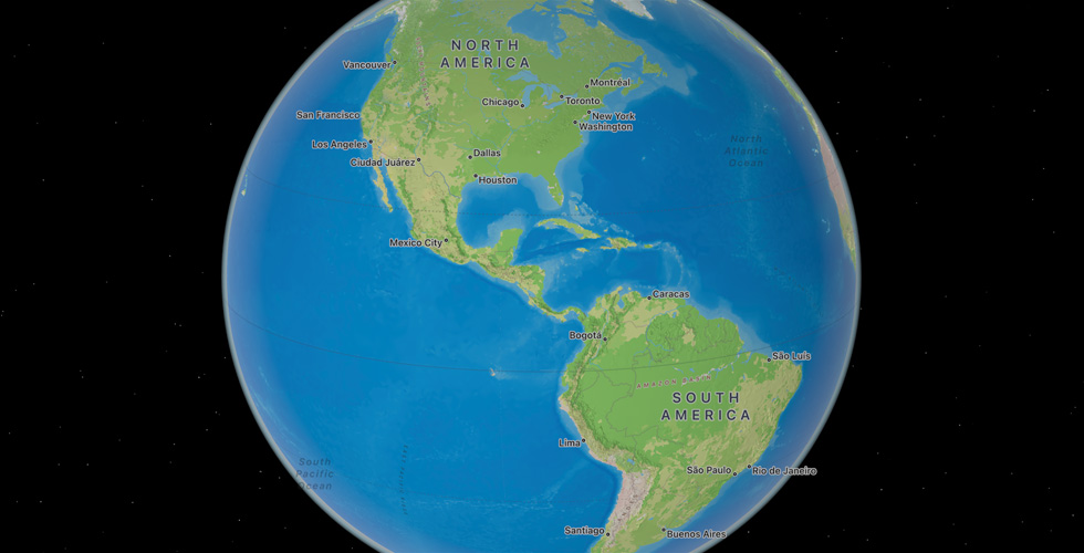 Официальный визуал Apple Maps с трехмерным глобусом