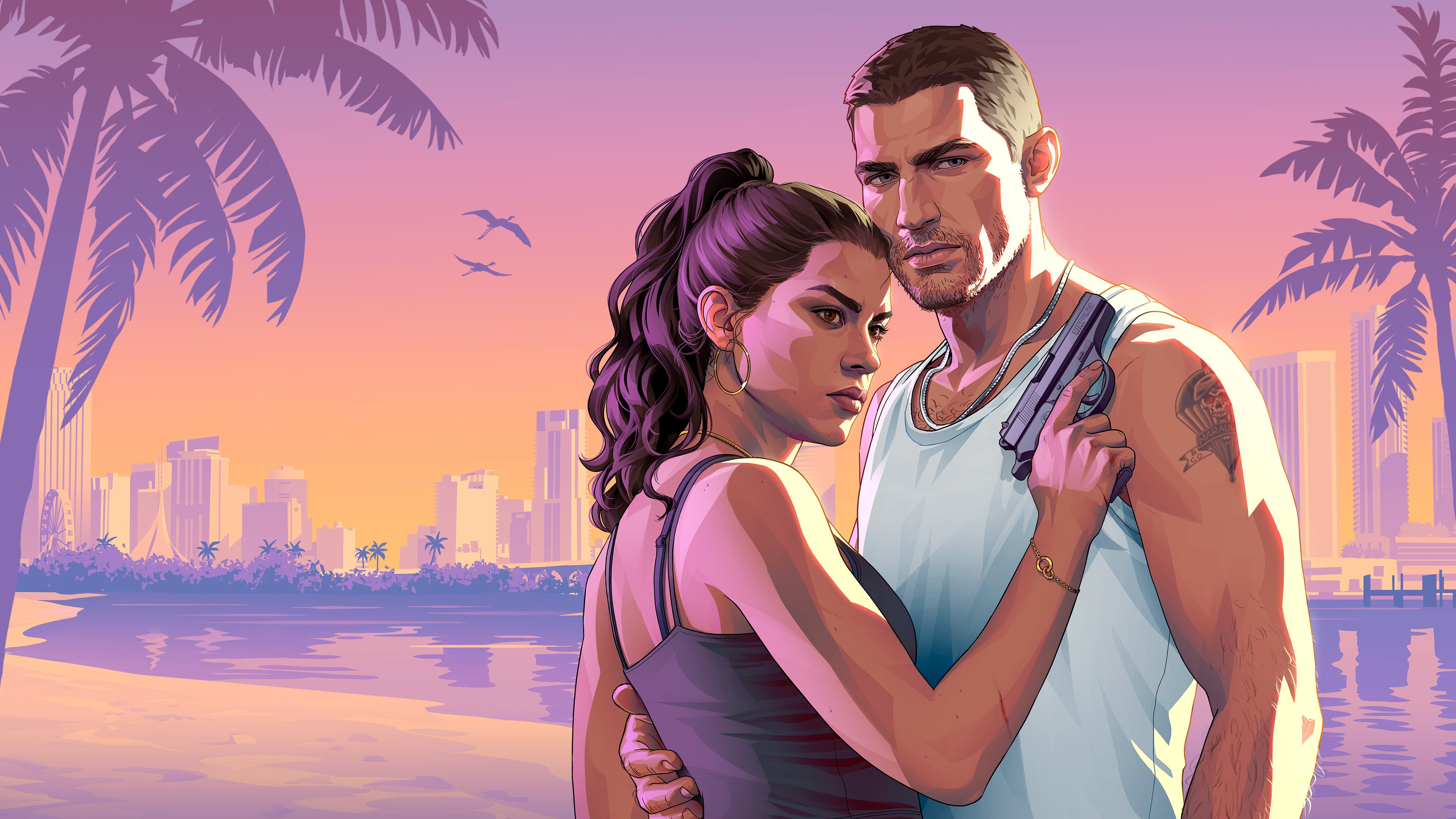 Официальный key art Grand Theft Auto VI с Джейсоном и Люсией