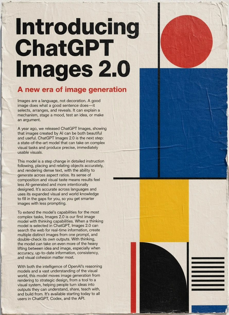 Официальный визуал OpenAI с примером ChatGPT Images 2.0