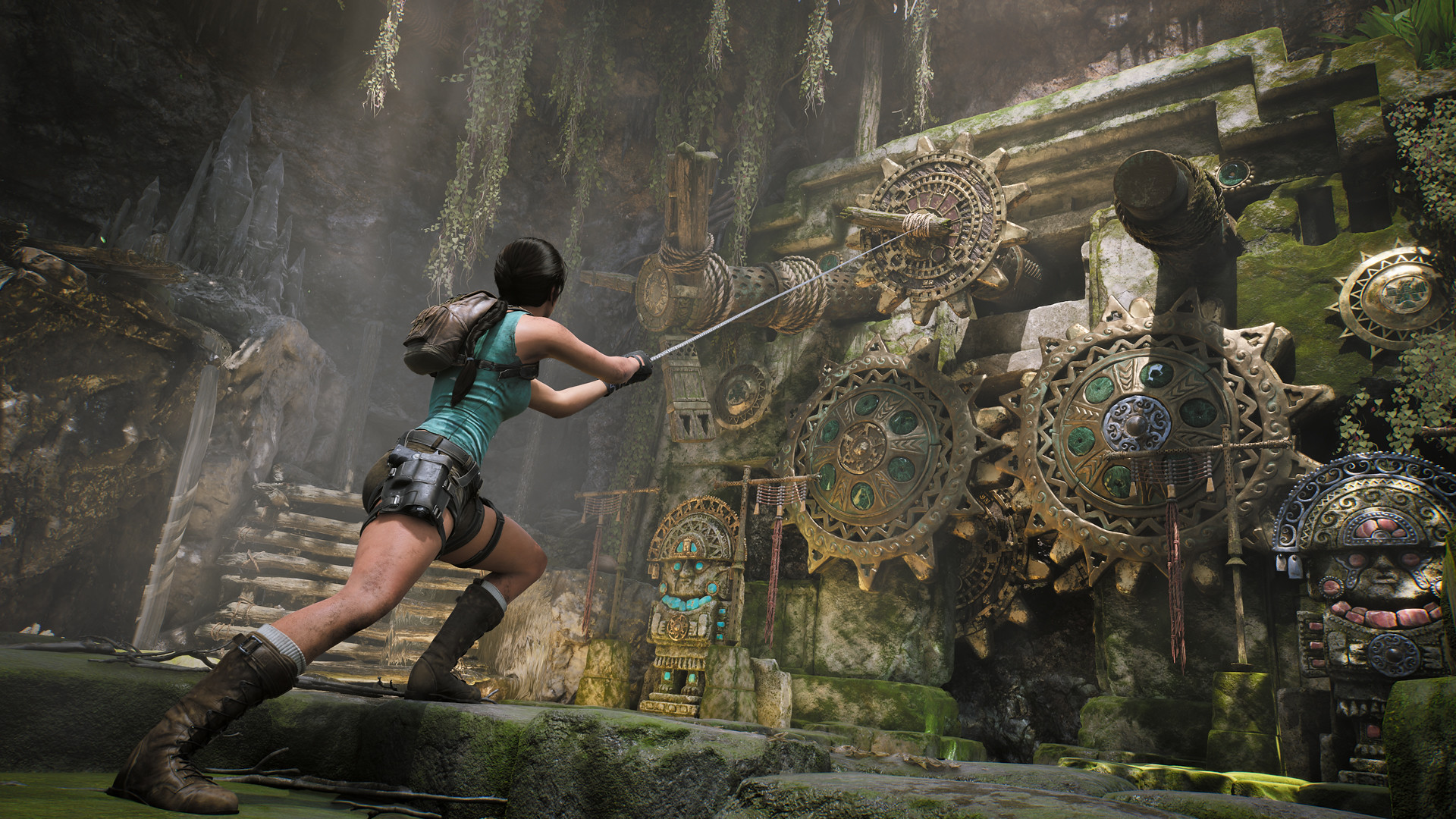 Официальный кадр Tomb Raider: Legacy of Atlantis с головоломкой и механизмами
