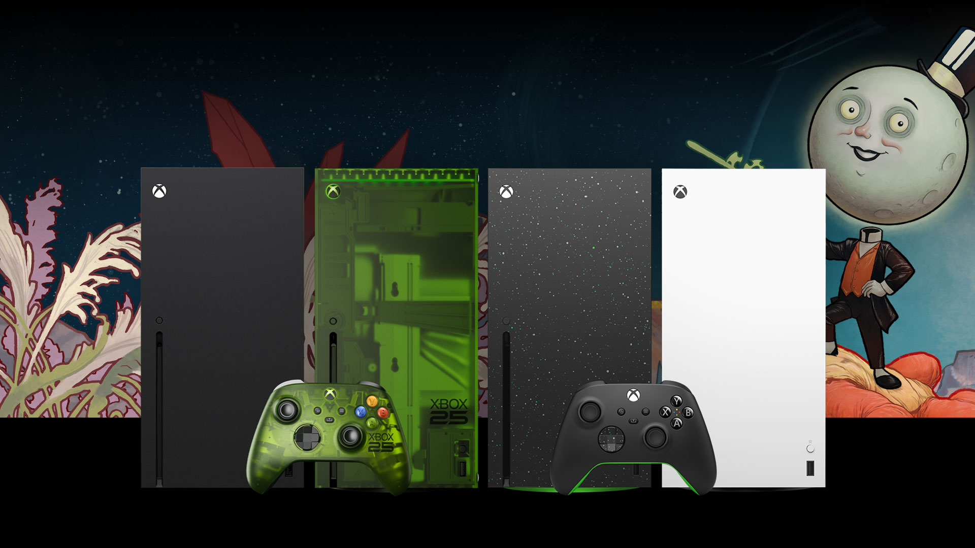 Официальное изображение нескольких моделей Xbox Series